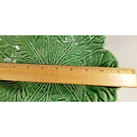 Vintage Kitchen: Bordallo Pinheiro Green Cabbage Leaf Salad Serving Bowl & Plate - Picture 13 of 14